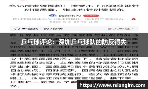 乒乓球评论：深圳乒乓球队的防反得失